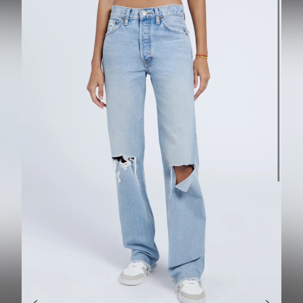 Redone high rise loose jeans with rips
